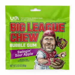 BIG LEAGUE CHEW SOUR APPLE BUBBLE GUM 60G